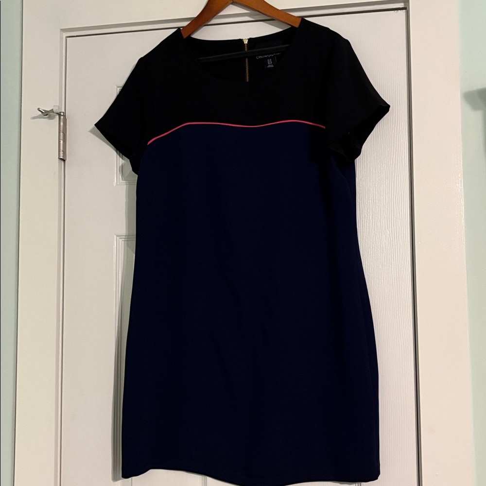 Black and Navy Dress with Pink Accent